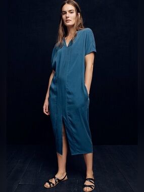 Universal Standard for J.Crew Cupro Tunic Dress, Teal size Small